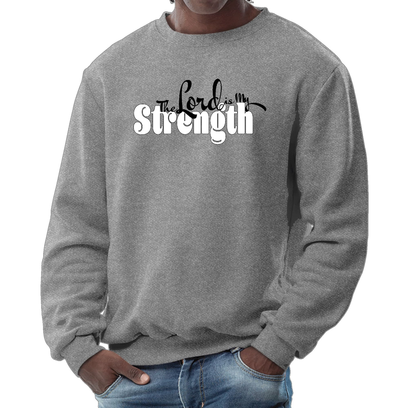Mens Graphic Sweatshirt The Lord Is My Strength Print - Mens | Sweatshirts