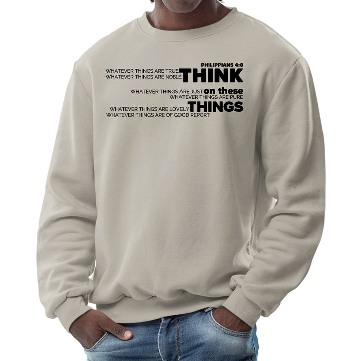 Mens Graphic Sweatshirt Think on these Things Black Illustration - Mens