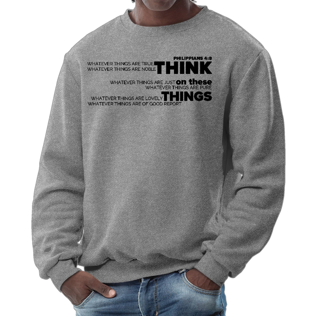 Mens Graphic Sweatshirt Think on these Things Black Illustration - Mens