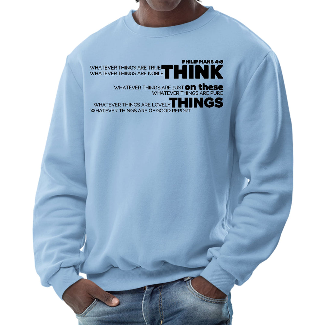 Mens Graphic Sweatshirt Think on these Things Black Illustration - Mens