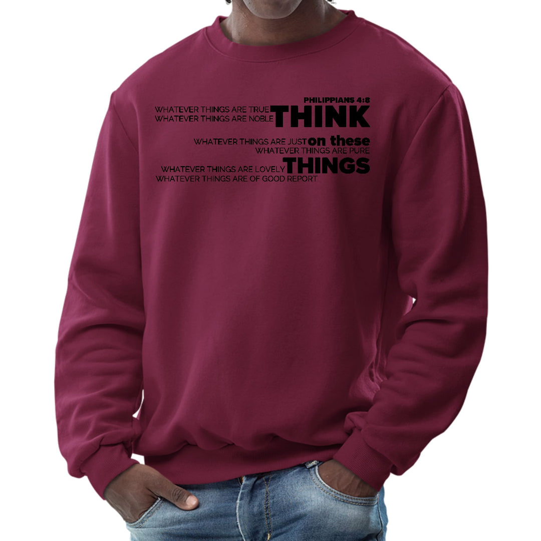 Mens Graphic Sweatshirt Think on these Things Black Illustration - Mens