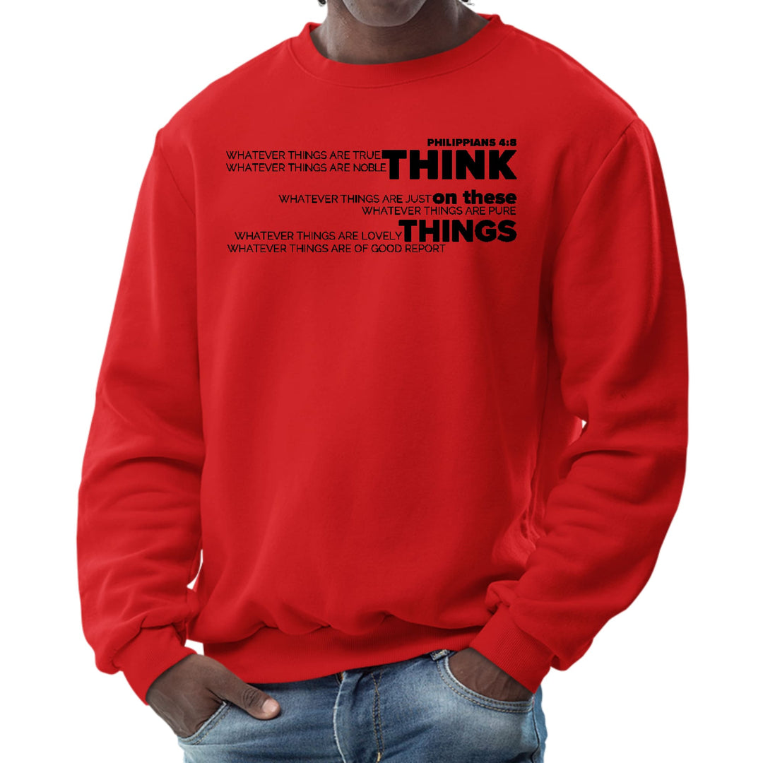 Mens Graphic Sweatshirt Think on these Things Black Illustration - Mens