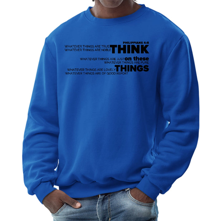 Mens Graphic Sweatshirt Think on these Things Black Illustration - Mens