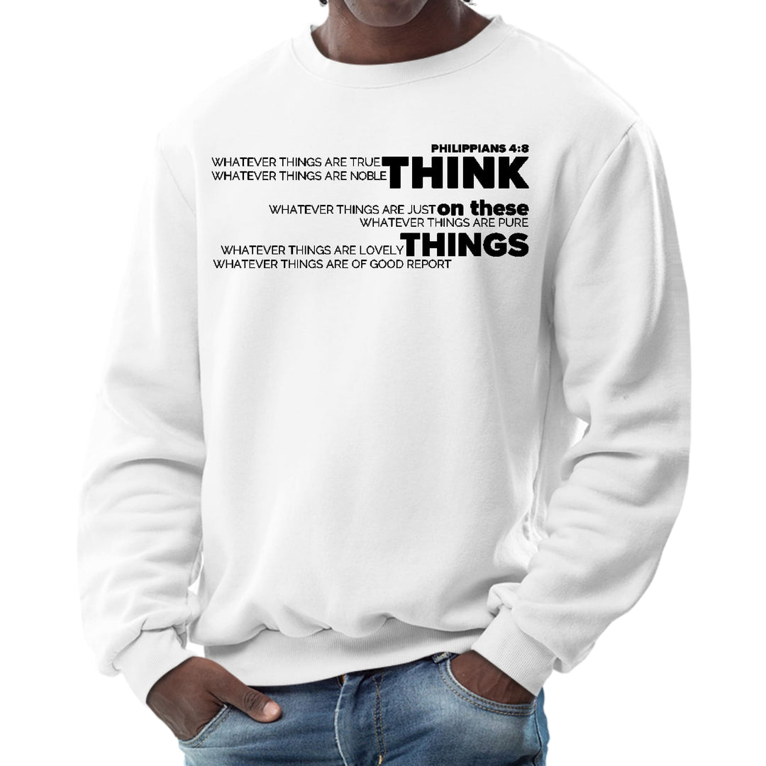 Mens Graphic Sweatshirt Think on these Things Black Illustration - Mens