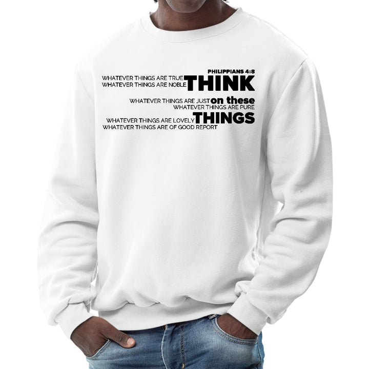 Mens Graphic Sweatshirt Think on these Things Black Illustration - Mens