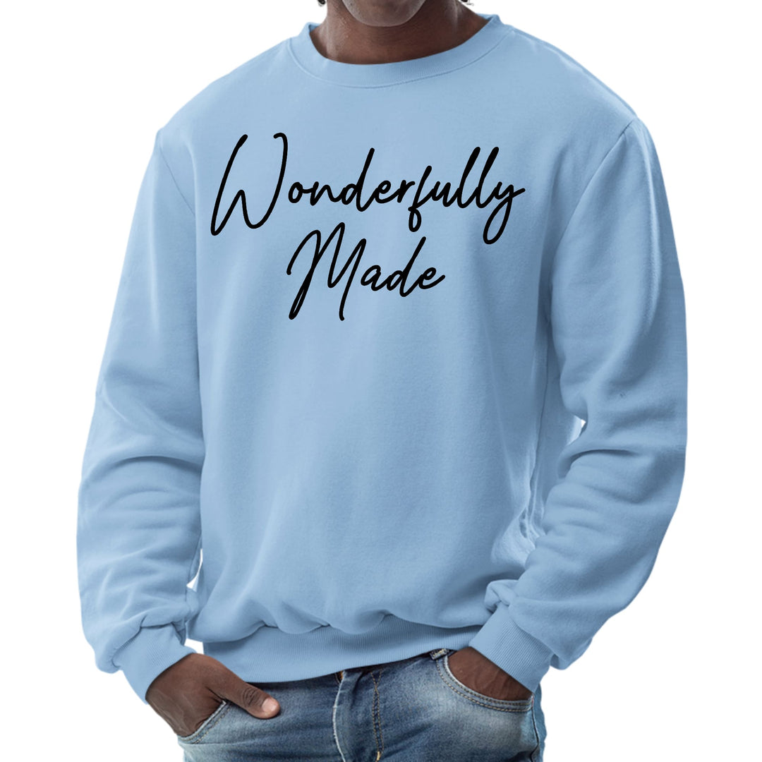 Mens Graphic Sweatshirt Wonderfully Made Black Illustration - Mens | Sweatshirts