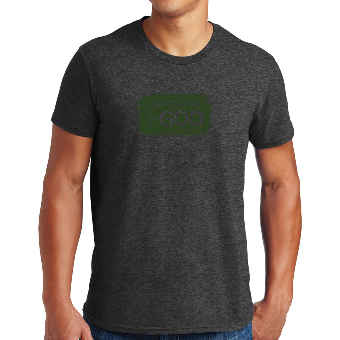 Mens Graphic T-shirt All Glory Belongs To God Dark Green - Mens | T-Shirts