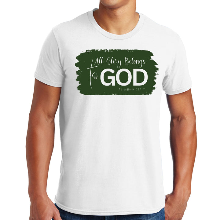 Mens Graphic T-shirt All Glory Belongs to God Dark Green - Mens | T-Shirts