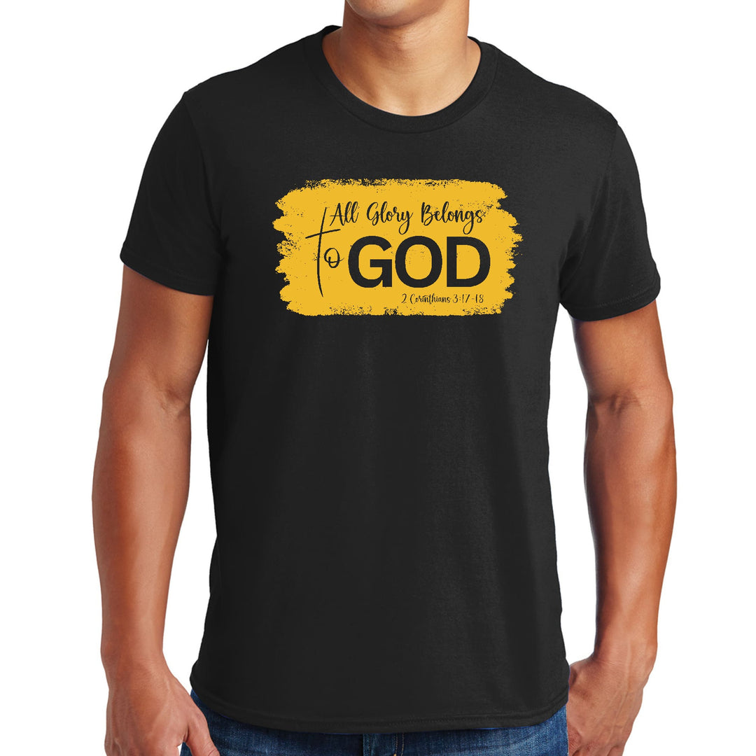 Mens Graphic T-shirt All Glory Belongs to God Golden Yellow - Mens | T-Shirts