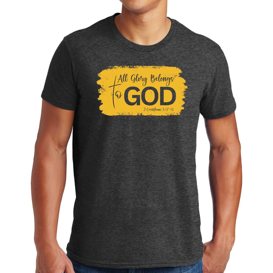 Mens Graphic T-shirt All Glory Belongs to God Golden Yellow - Mens | T-Shirts