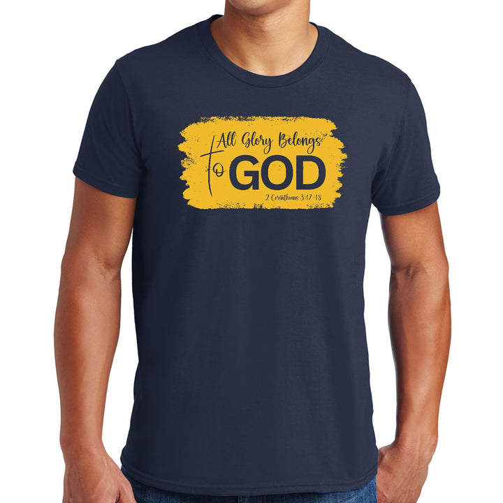 Mens Graphic T-shirt All Glory Belongs to God Golden Yellow - Mens | T-Shirts