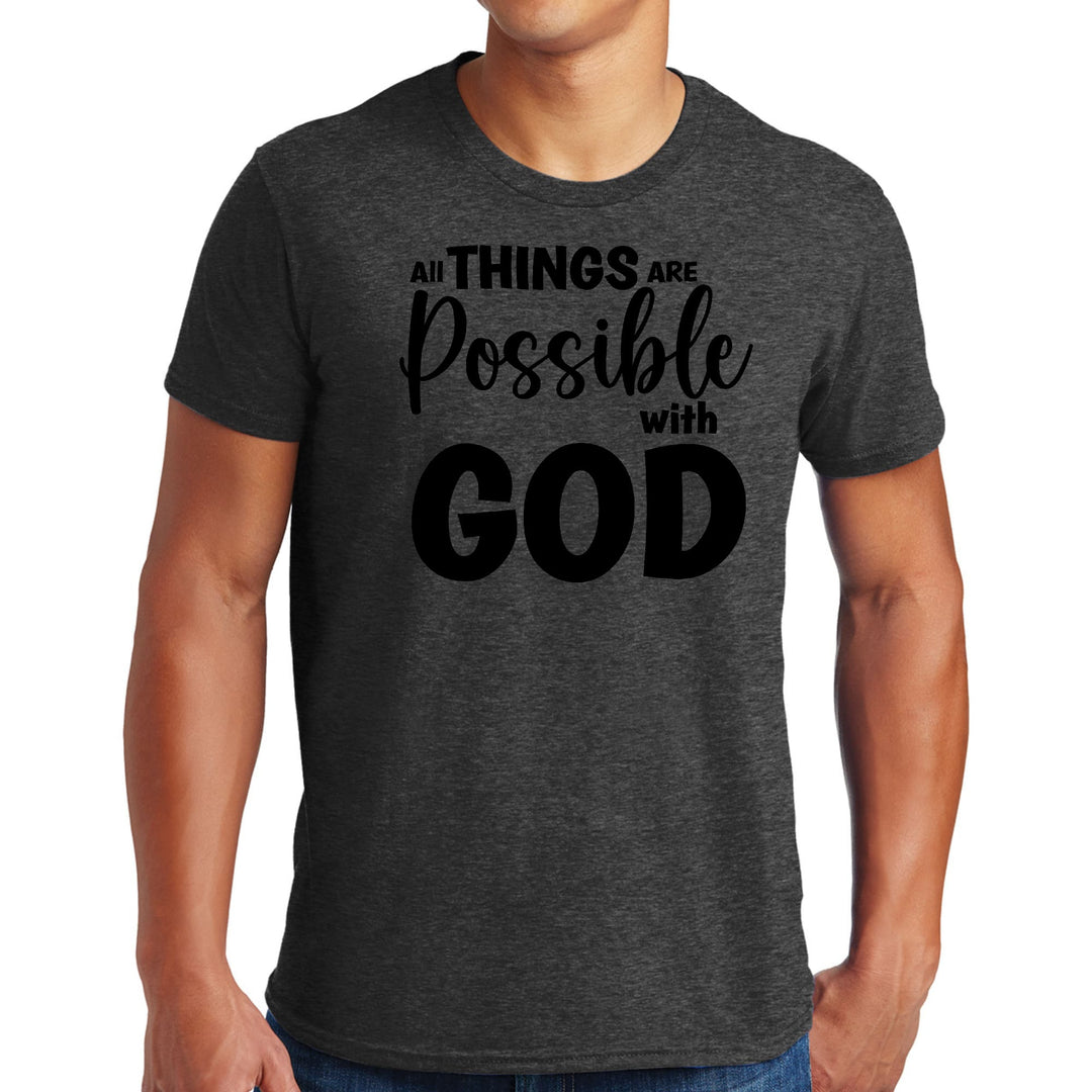 Mens Graphic T-shirt All Things are Possible with God - Black - Mens | T-Shirts