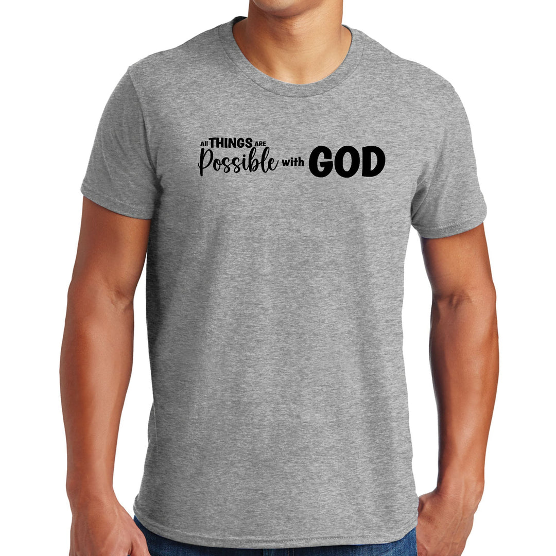 Mens Graphic T-shirt All Things are Possible with God - Black - Mens | T-Shirts