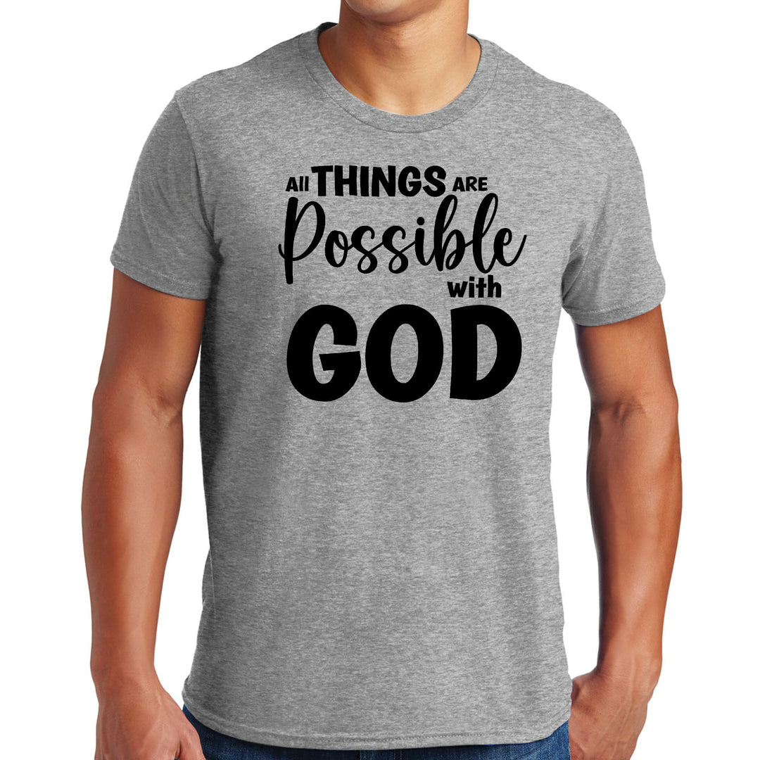 Mens Graphic T-shirt All Things are Possible with God - Black - Mens | T-Shirts