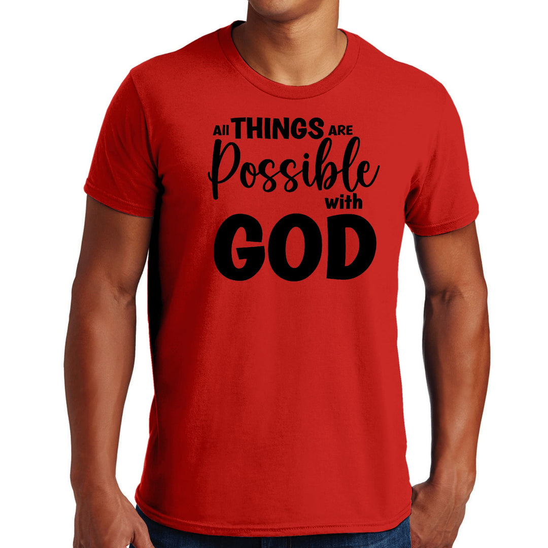 Mens Graphic T-shirt All Things are Possible with God - Black - Mens | T-Shirts