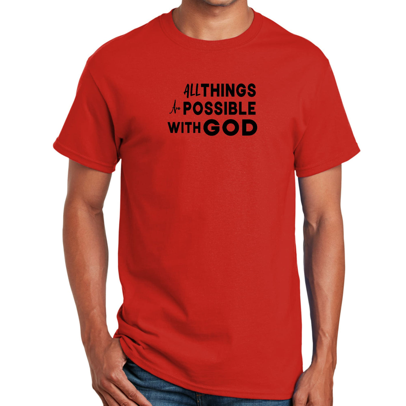 Mens Graphic T-shirt All Things Are Possible With God Black - Mens | T-Shirts