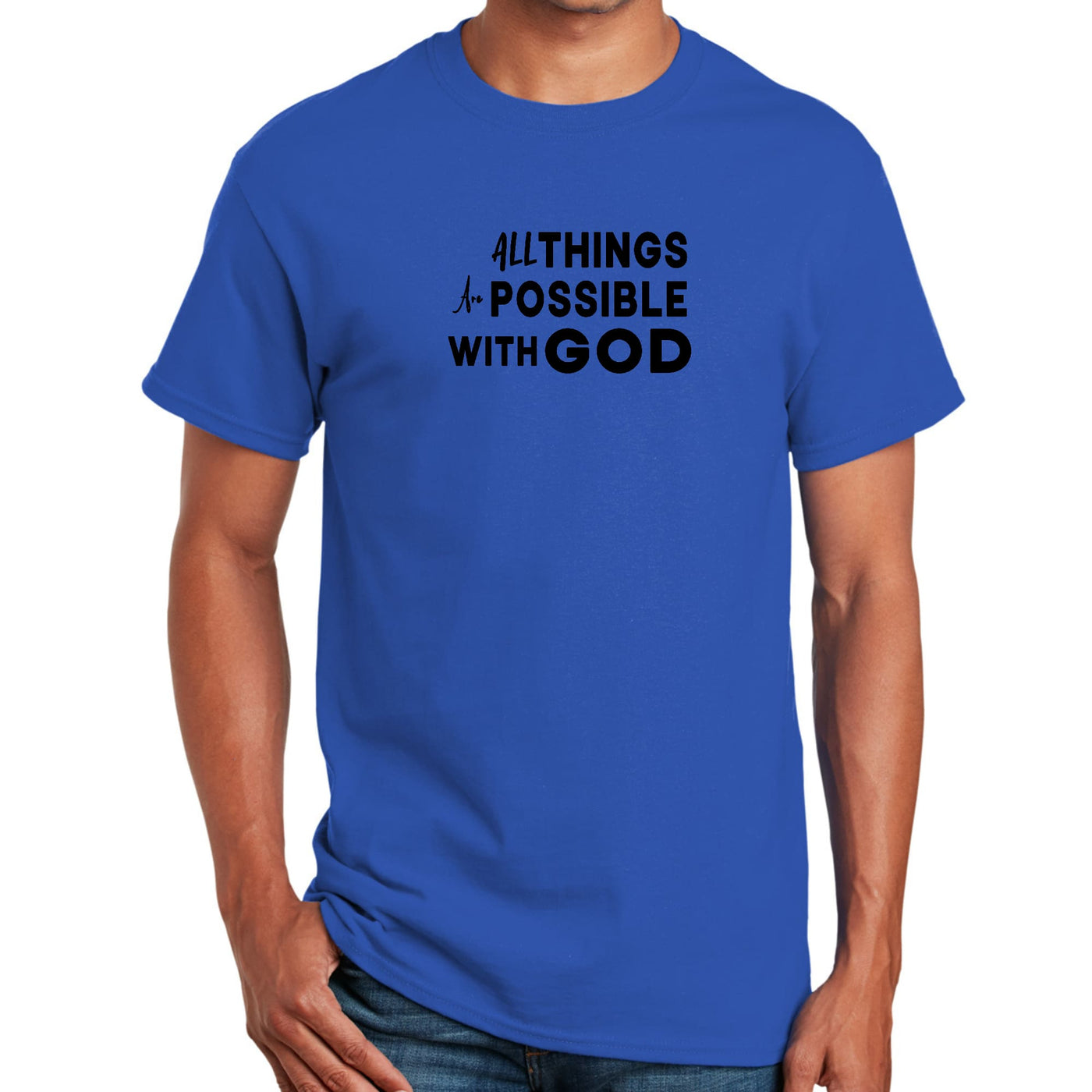 Mens Graphic T-shirt All Things Are Possible With God Black - Mens | T-Shirts