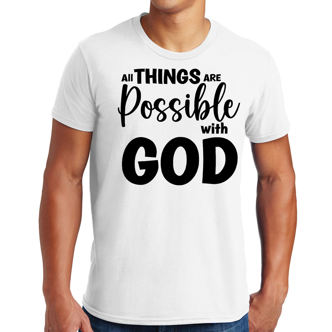 Mens Graphic T-shirt All Things are Possible with God - Black - Mens | T-Shirts