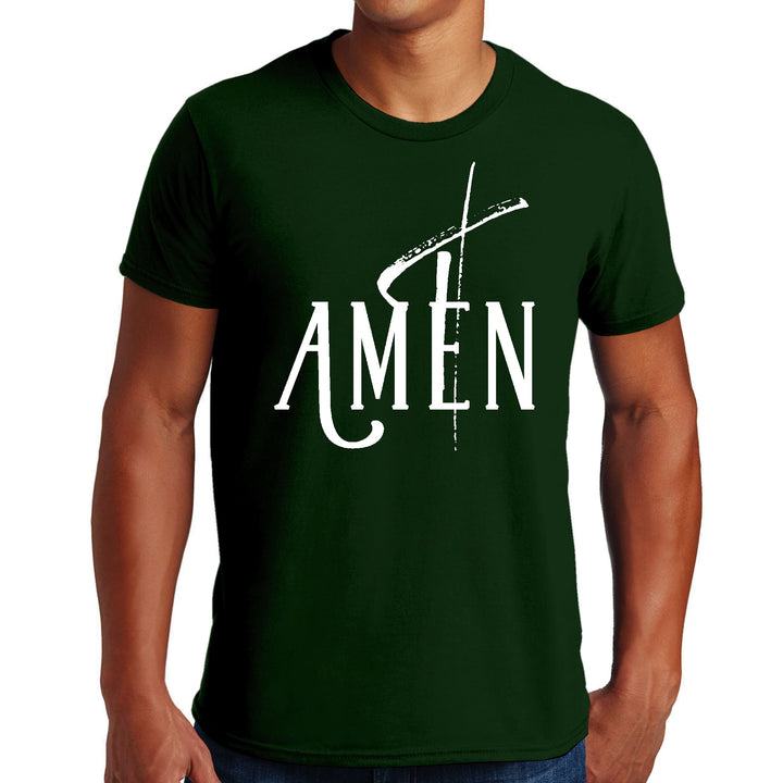 Mens Graphic T-shirt Amen White Print - Mens | T-Shirts