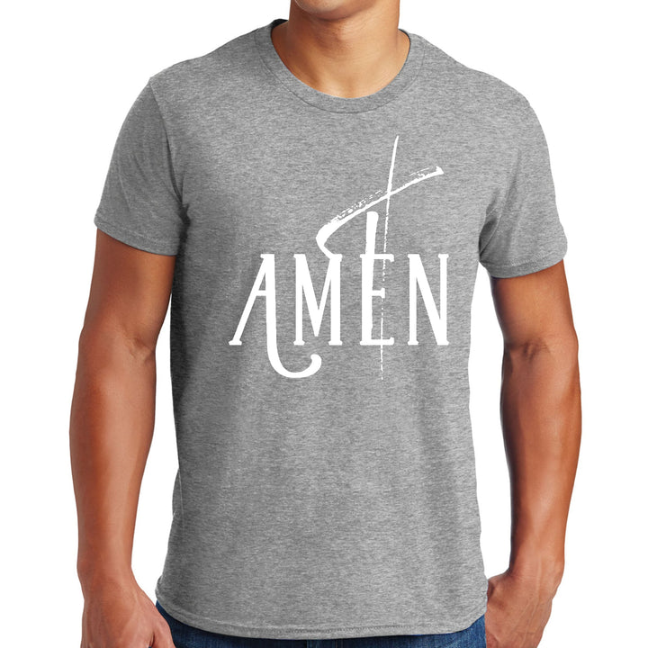 Mens Graphic T-shirt Amen White Print - Mens | T-Shirts