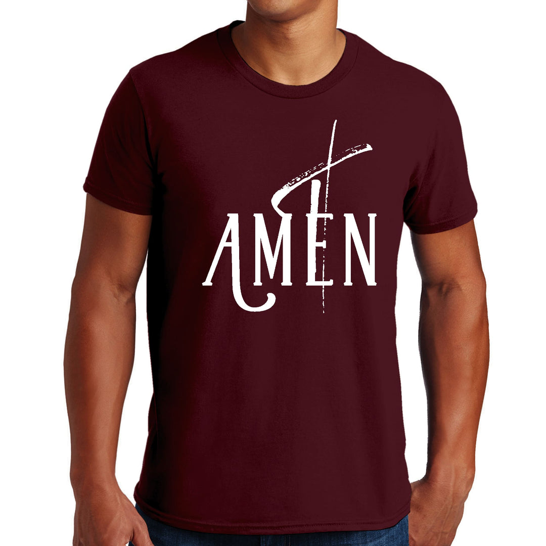 Mens Graphic T-shirt Amen White Print - Mens | T-Shirts