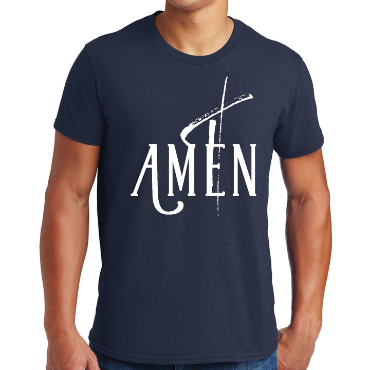 Mens Graphic T-shirt Amen White Print - Mens | T-Shirts