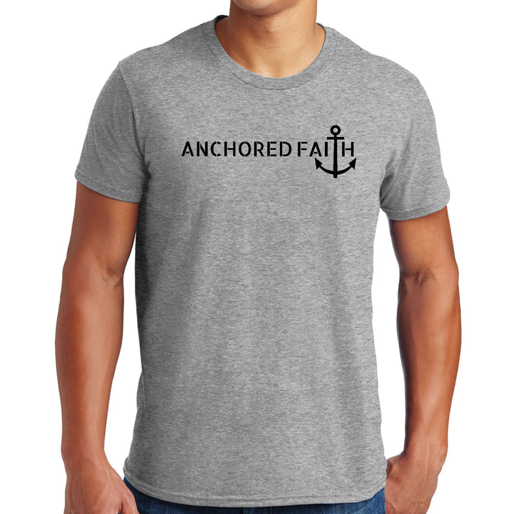 Mens Graphic T-shirt Anchored Faith Black Print - Mens | T-Shirts