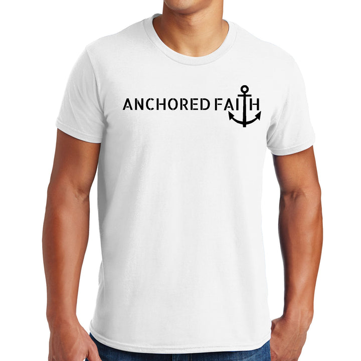 Mens Graphic T-shirt Anchored Faith Black Print - Mens | T-Shirts