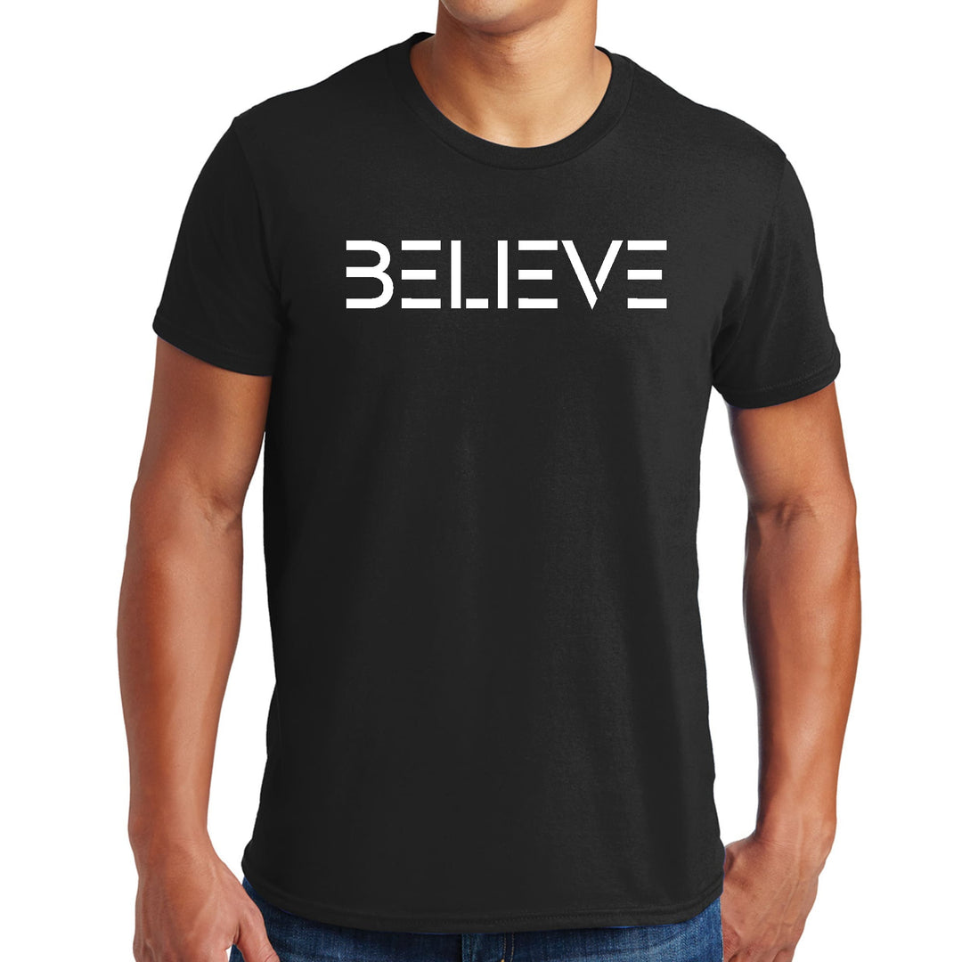 Mens Graphic T-shirt Believe White Print - Mens | T-Shirts