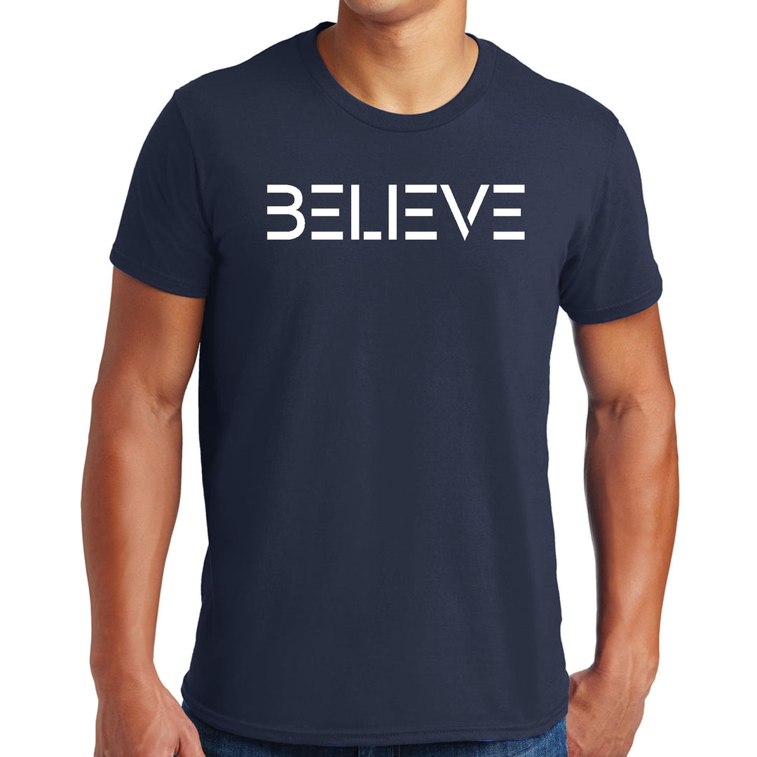 Mens Graphic T-shirt Believe White Print - Mens | T-Shirts