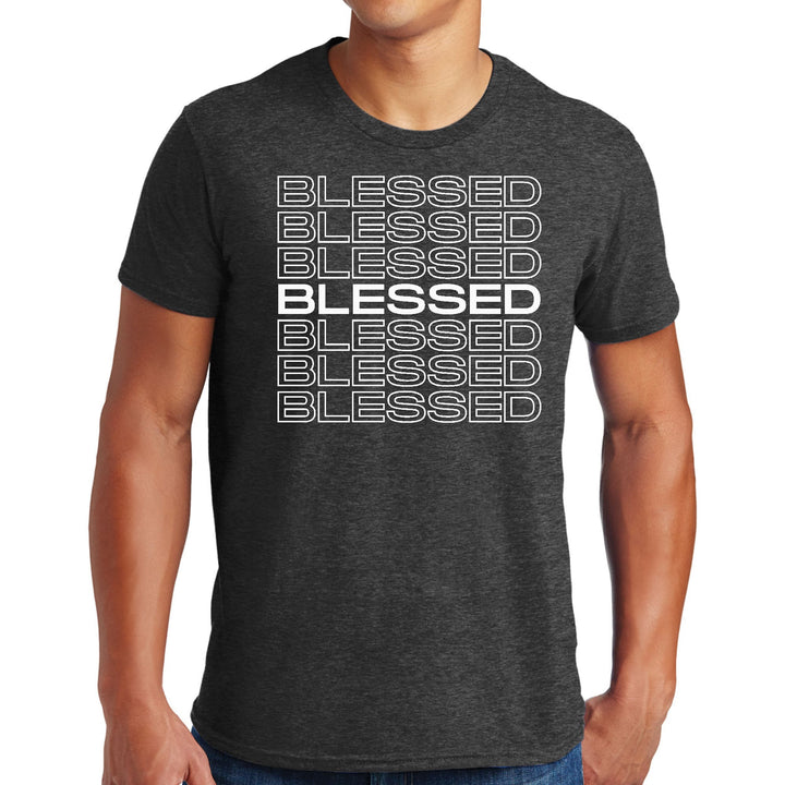 Mens Graphic T-shirt Blessed Stacked Print - Mens | T-Shirts