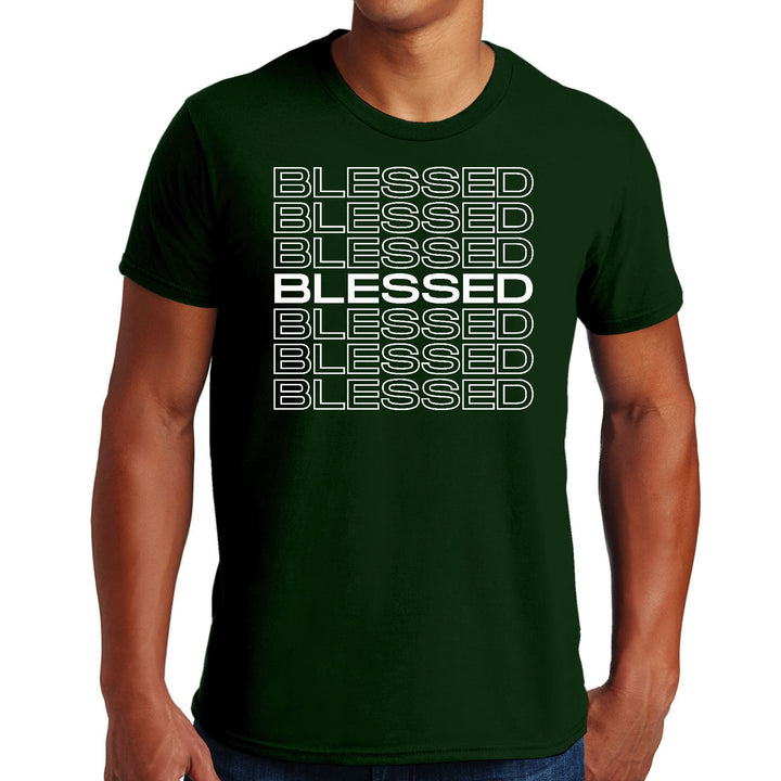 Mens Graphic T-shirt Blessed Stacked Print - Mens | T-Shirts