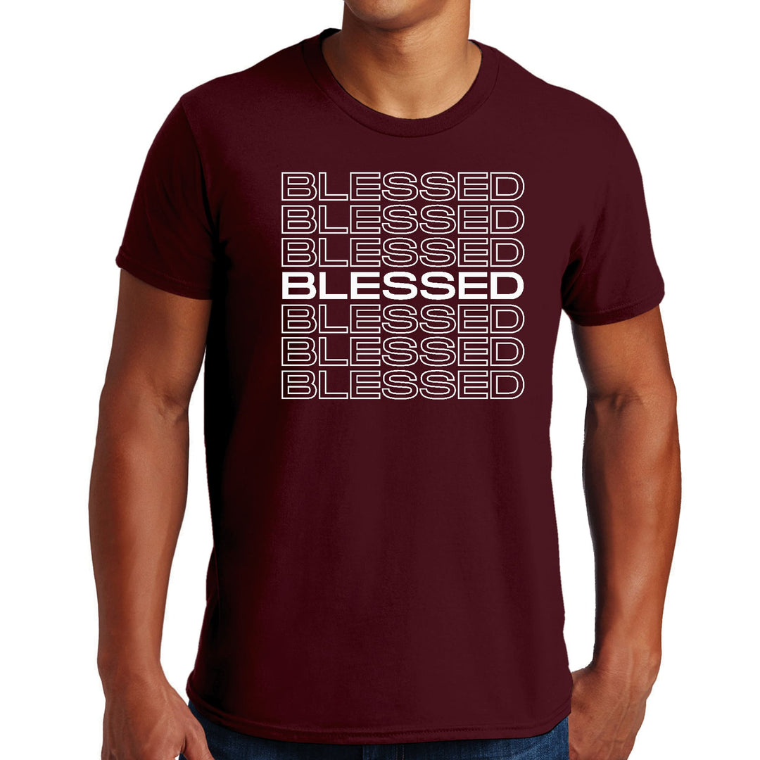 Mens Graphic T-shirt Blessed Stacked Print - Mens | T-Shirts