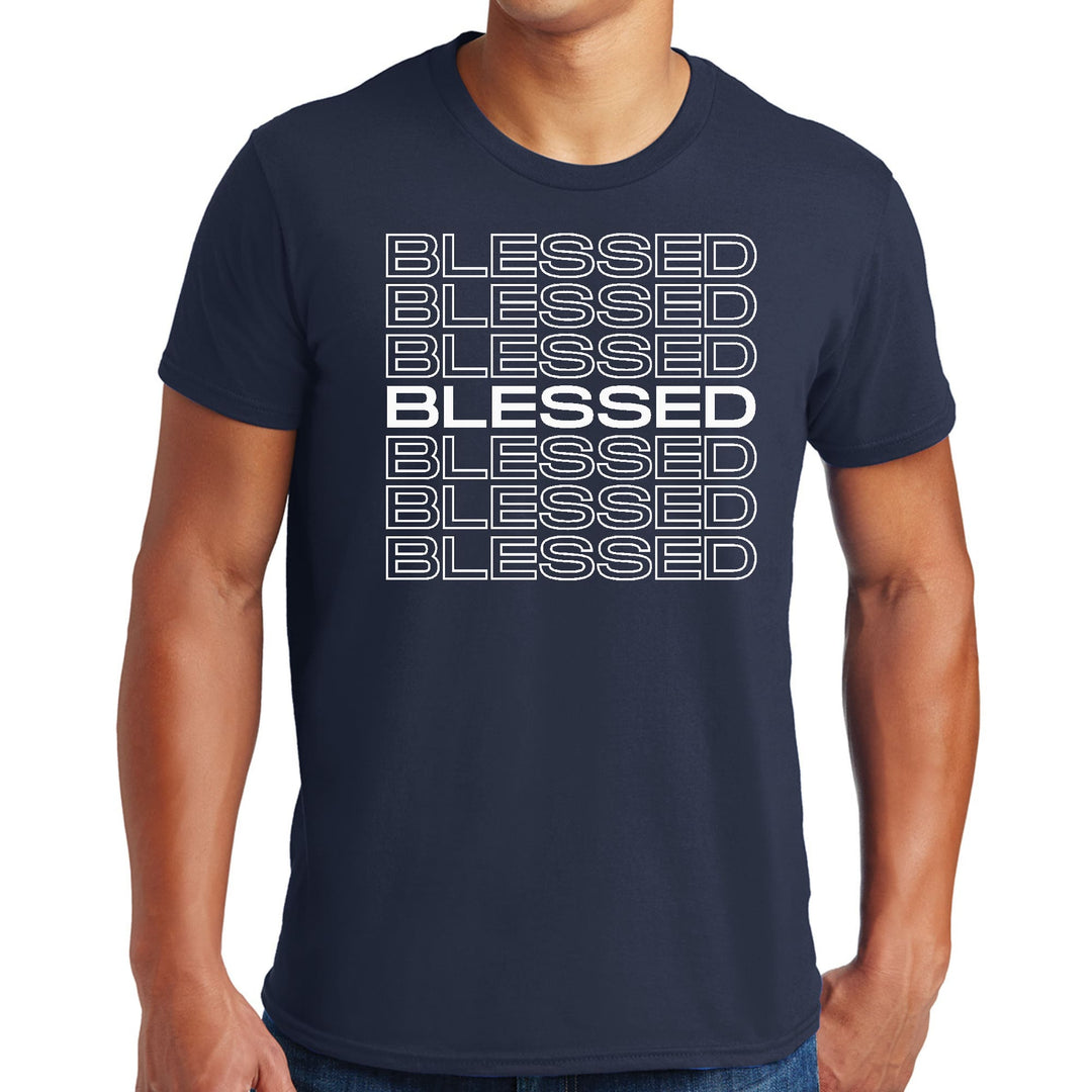 Mens Graphic T-shirt Blessed Stacked Print - Mens | T-Shirts