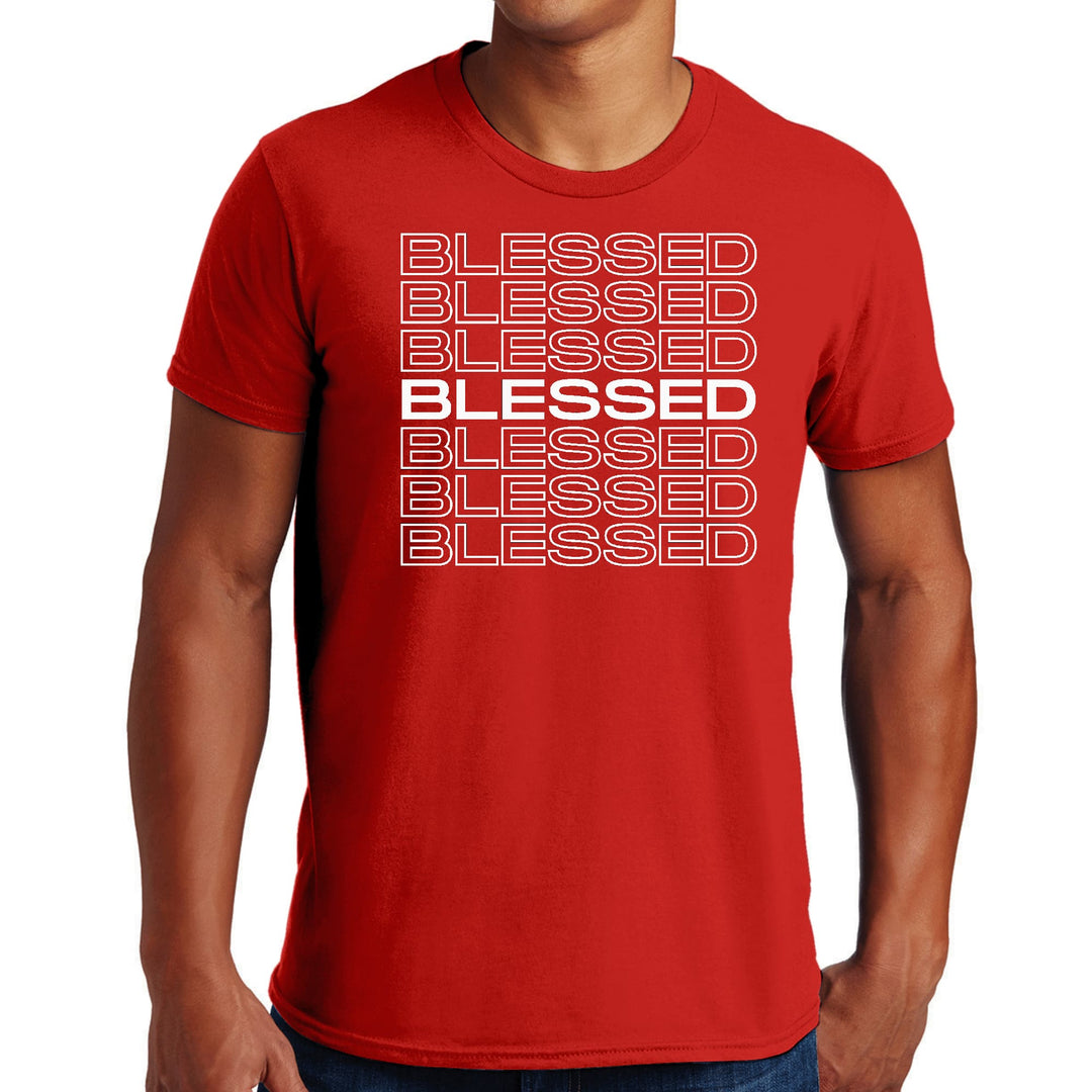 Mens Graphic T-shirt Blessed Stacked Print - Mens | T-Shirts