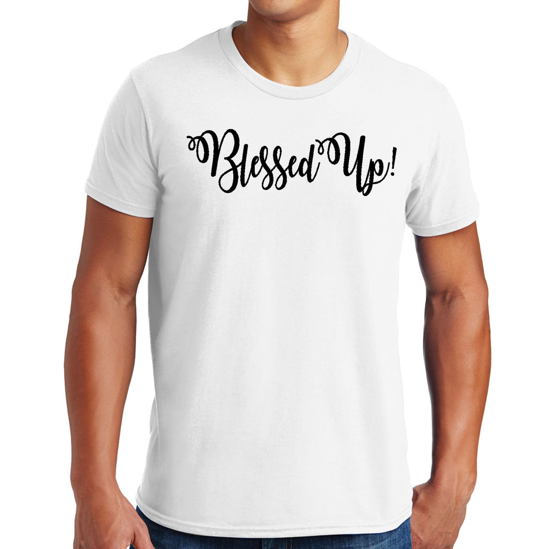 Mens Graphic T-shirt Blessed Up Quote Black Illustration - Mens | T-Shirts