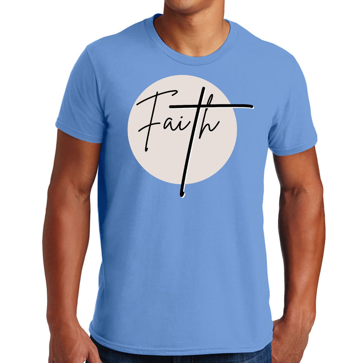 Mens Graphic T-shirt Faith - Christian Affirmation - Black and Beige - Mens