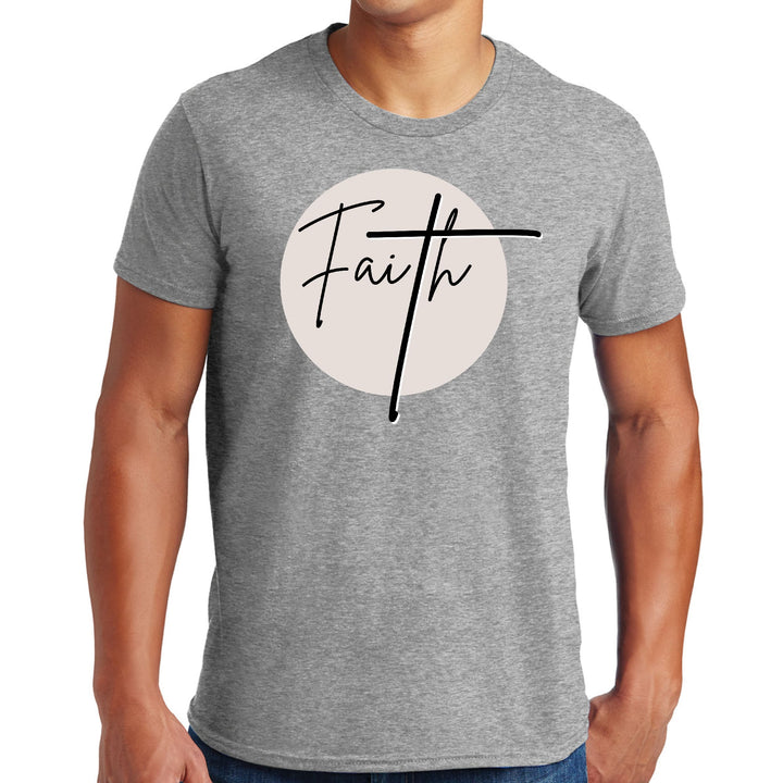 Mens Graphic T-shirt Faith - Christian Affirmation - Black and Beige - Mens