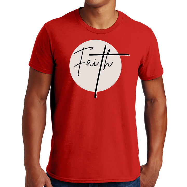 Mens Graphic T-shirt Faith - Christian Affirmation - Black and Beige - Mens