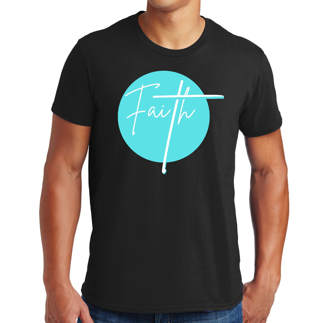 Mens Graphic T-shirt Faith - Christian Affirmation - Cyan Blue - Mens | T-Shirts