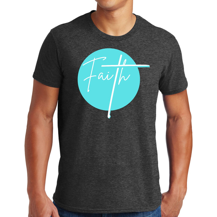 Mens Graphic T-shirt Faith - Christian Affirmation - Cyan Blue - Mens | T-Shirts