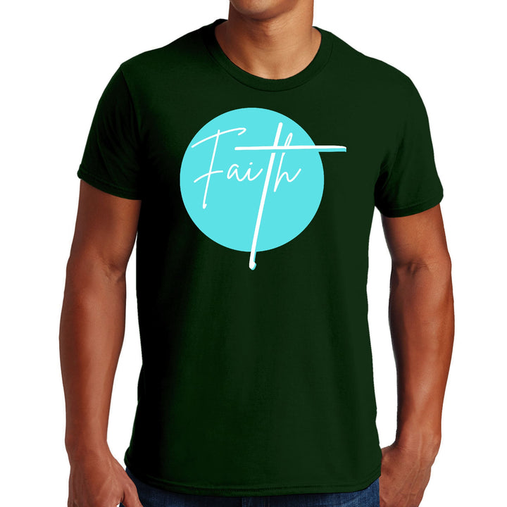 Mens Graphic T-shirt Faith - Christian Affirmation - Cyan Blue - Mens | T-Shirts