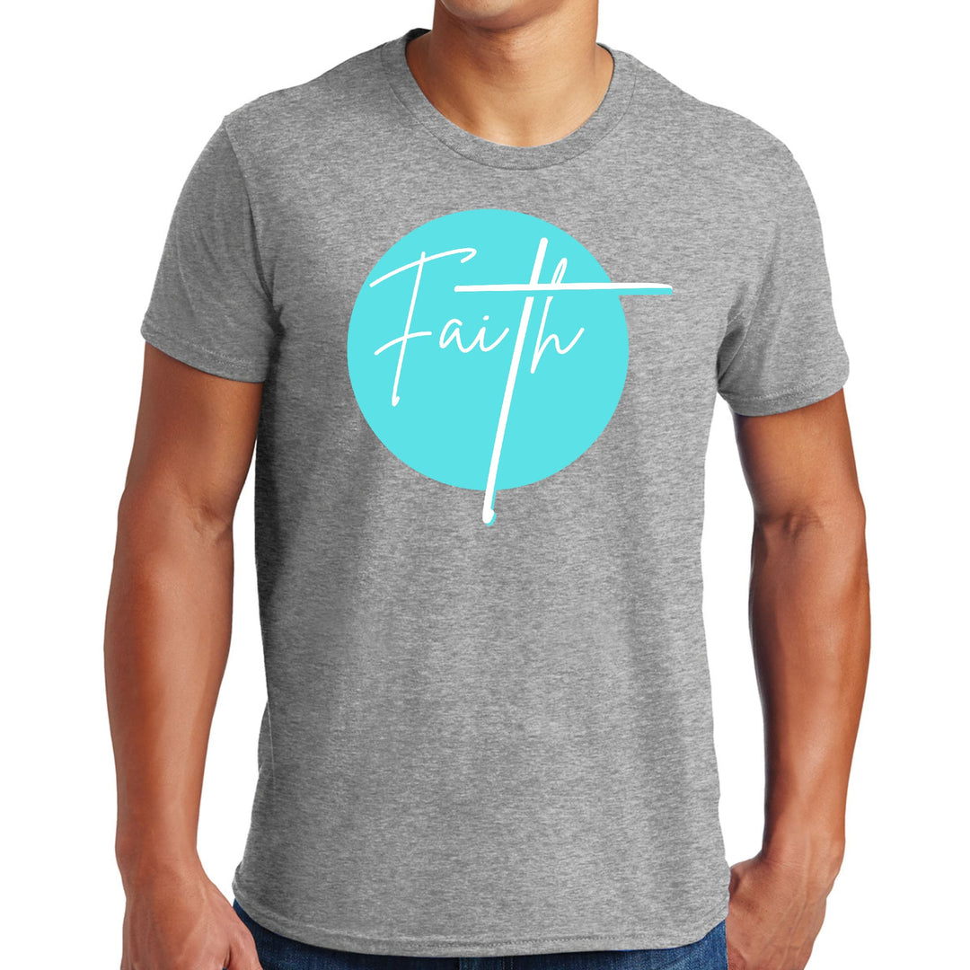 Mens Graphic T-shirt Faith - Christian Affirmation - Cyan Blue - Mens | T-Shirts