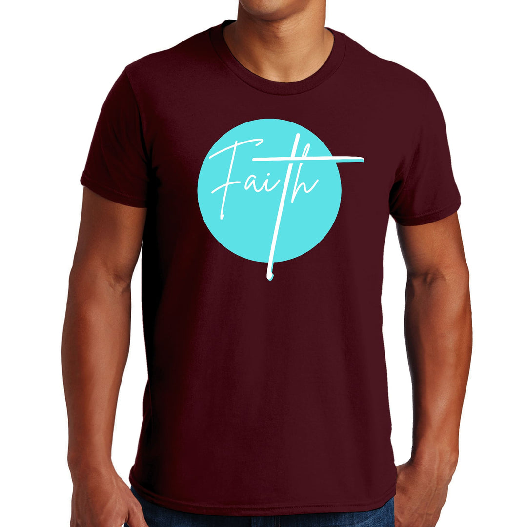 Mens Graphic T-shirt Faith - Christian Affirmation - Cyan Blue - Mens | T-Shirts