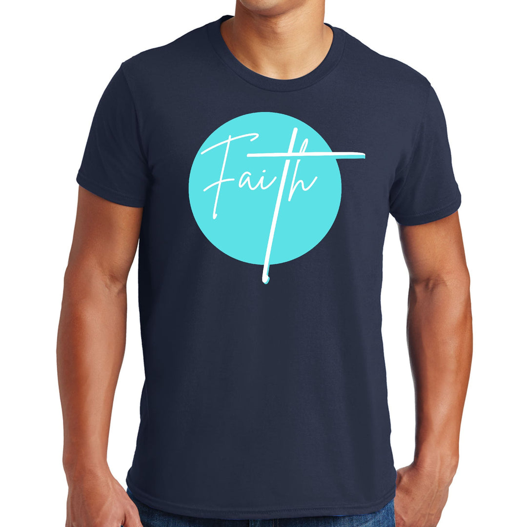 Mens Graphic T-shirt Faith - Christian Affirmation - Cyan Blue - Mens | T-Shirts