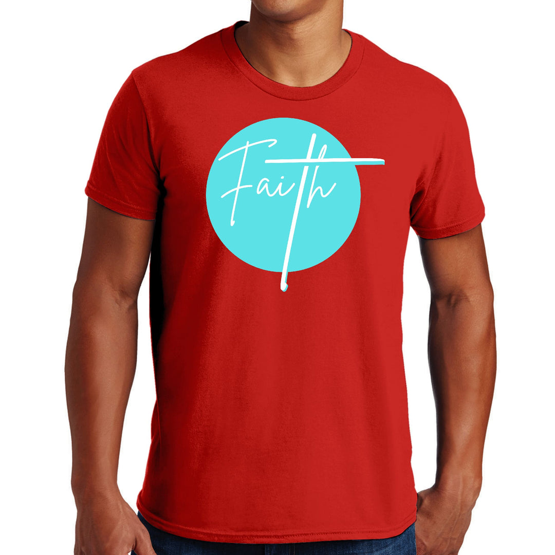 Mens Graphic T-shirt Faith - Christian Affirmation - Cyan Blue - Mens | T-Shirts