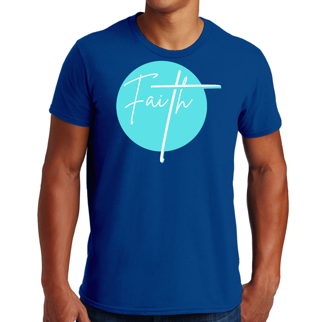 Mens Graphic T-shirt Faith - Christian Affirmation - Cyan Blue - Mens | T-Shirts