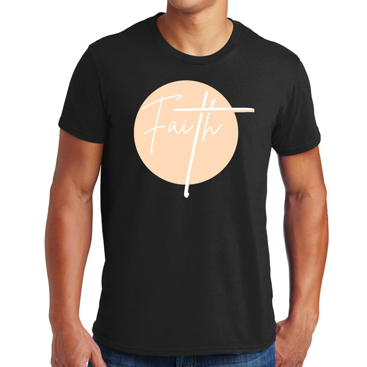 Mens Graphic T-shirt Faith - Christian Affirmation - Peach and White - Mens