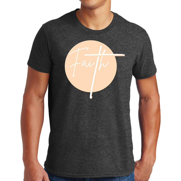 Mens Graphic T-shirt Faith - Christian Affirmation - Peach and White - Mens