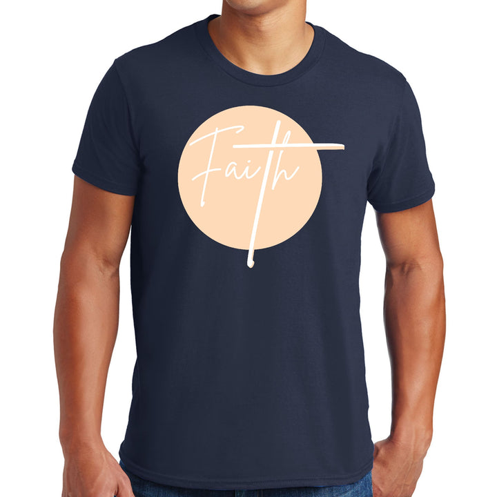 Mens Graphic T-shirt Faith - Christian Affirmation - Peach and White - Mens